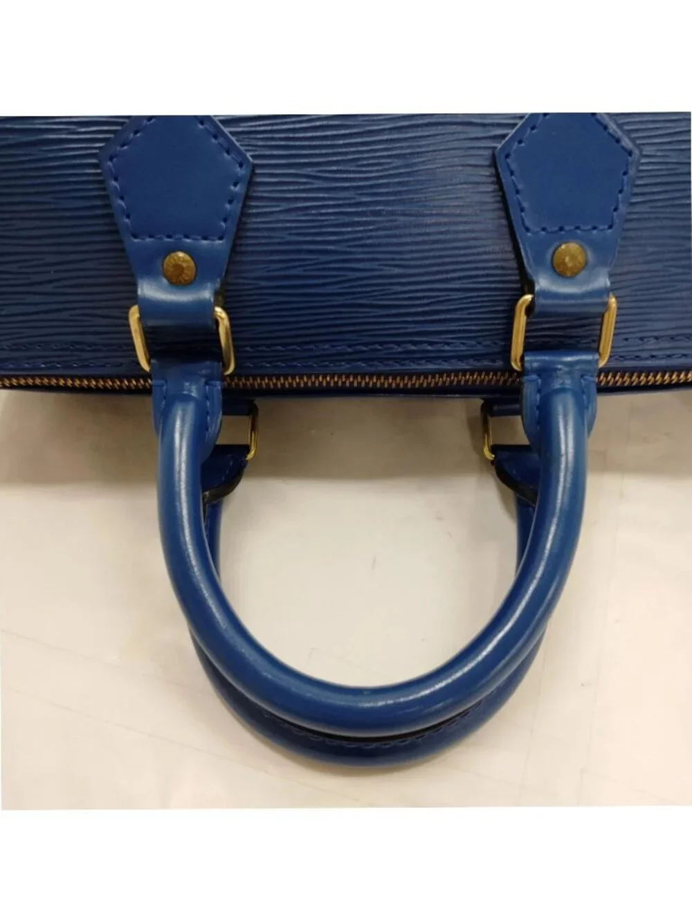 Authentic Louis Vuitton Speedy 25 Blue Epi Leather Handbag Satchel Bag